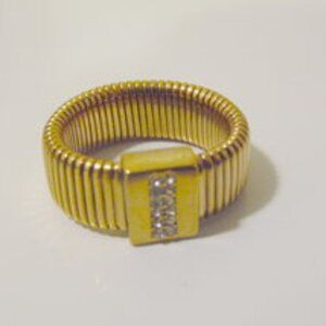 Emma Skye Goldtone Stainlesss Steel Crystal Stretch Ring Size 9